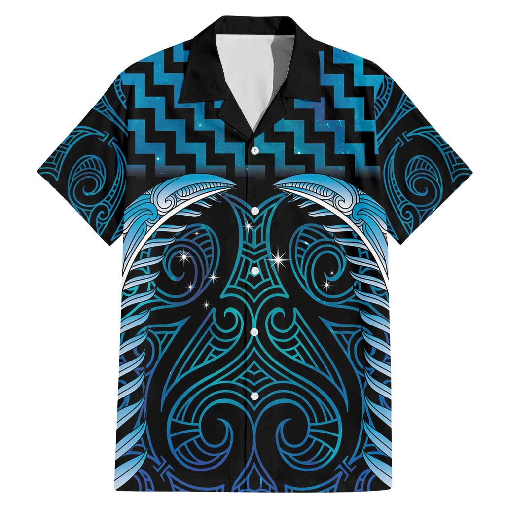 Blue Matariki New Zealand Family Matching Mermaid Dress and Hawaiian Shirt Maori Poutama Galaxy Vibes LT14 Dad's Shirt - Short Sleeve Blue - Polynesian Pride