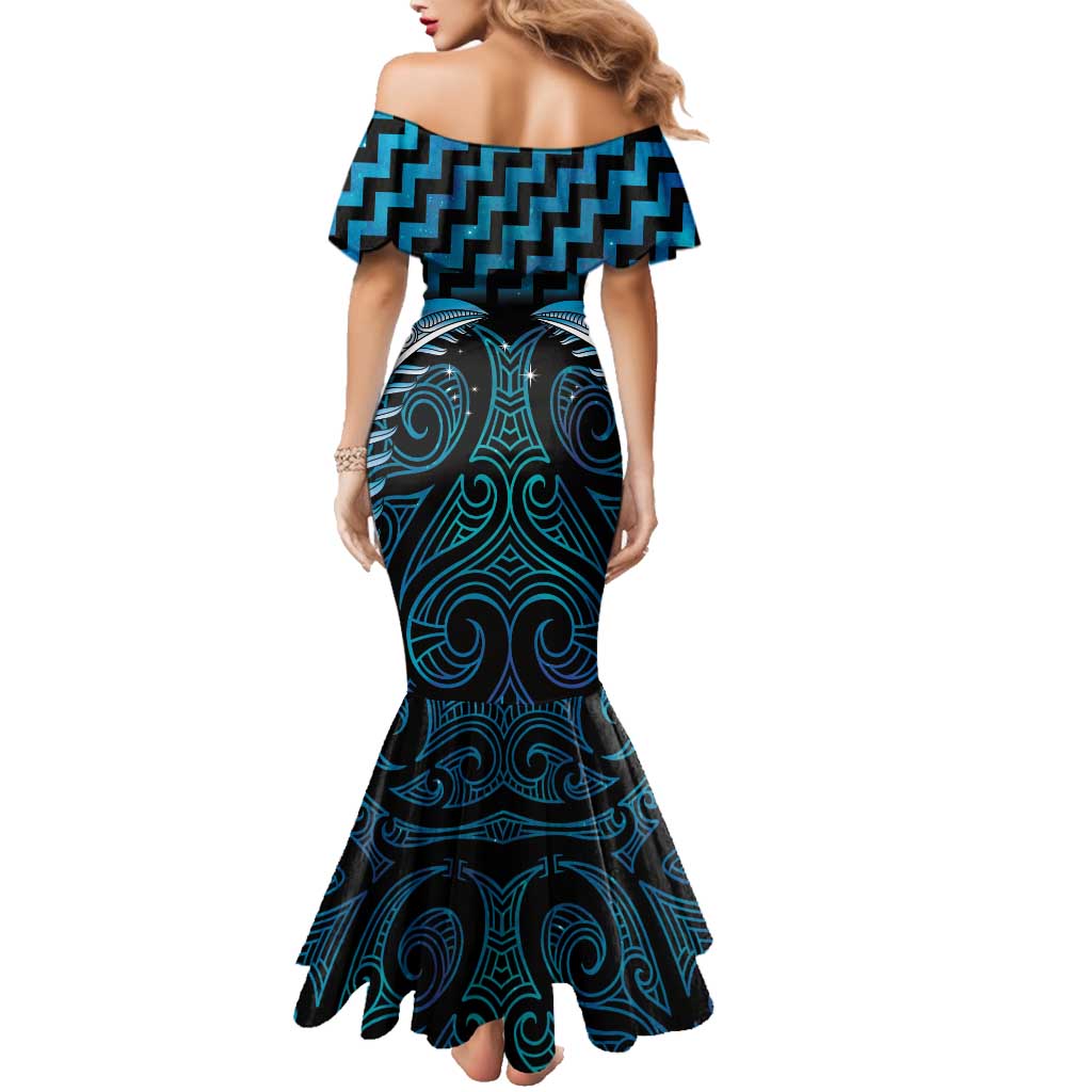 Blue Matariki New Zealand Family Matching Mermaid Dress and Hawaiian Shirt Maori Poutama Galaxy Vibes LT14 - Polynesian Pride