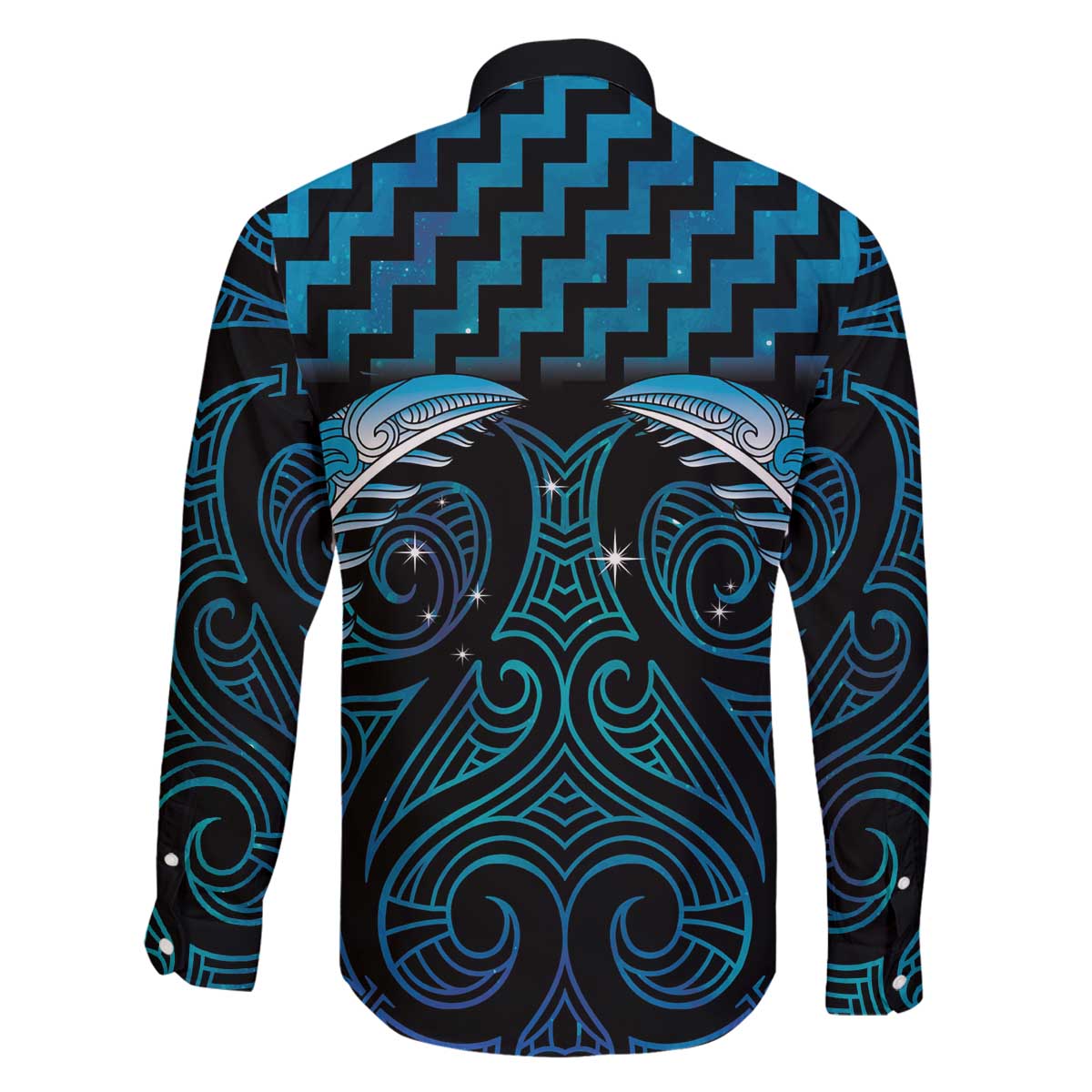 Blue Matariki New Zealand Family Matching Off The Shoulder Long Sleeve Dress and Hawaiian Shirt Maori Poutama Galaxy Vibes LT14 - Polynesian Pride