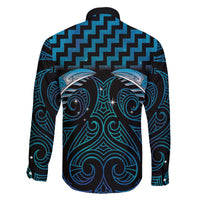 Blue Matariki New Zealand Family Matching Off The Shoulder Long Sleeve Dress and Hawaiian Shirt Maori Poutama Galaxy Vibes LT14 - Polynesian Pride