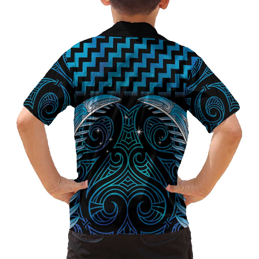 Blue Matariki New Zealand Family Matching Puletasi and Hawaiian Shirt Maori Poutama Galaxy Vibes LT14 - Polynesian Pride