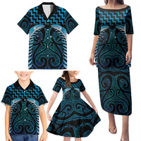 Blue Matariki New Zealand Family Matching Puletasi and Hawaiian Shirt Maori Poutama Galaxy Vibes LT14 - Polynesian Pride