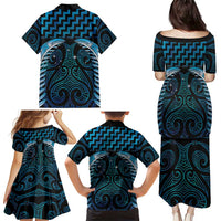 Blue Matariki New Zealand Family Matching Puletasi and Hawaiian Shirt Maori Poutama Galaxy Vibes LT14 - Polynesian Pride