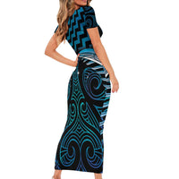 Blue Matariki New Zealand Family Matching Short Sleeve Bodycon Dress and Hawaiian Shirt Maori Poutama Galaxy Vibes LT14 - Polynesian Pride