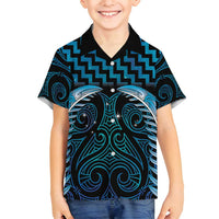 Blue Matariki New Zealand Family Matching Tank Maxi Dress and Hawaiian Shirt Maori Poutama Galaxy Vibes LT14 Son's Shirt Blue - Polynesian Pride