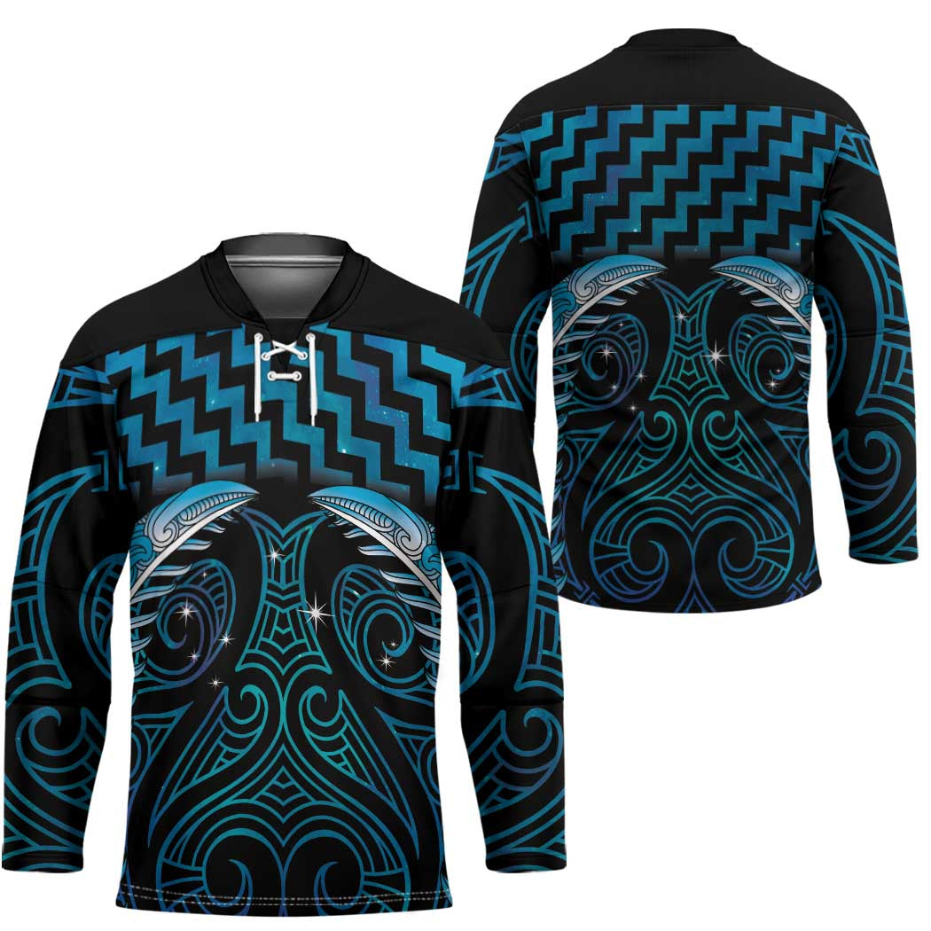 Blue Matariki New Zealand Hockey Jersey Maori Poutama Galaxy Vibes - Polynesian Pride