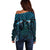 Blue Matariki New Zealand Off Shoulder Sweater Maori Poutama Galaxy Vibes