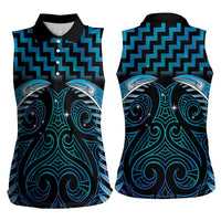 Blue Matariki New Zealand Women Sleeveless Polo Shirt Maori Poutama Galaxy Vibes LT14 - Polynesian Pride