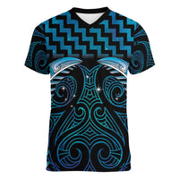 Blue Matariki New Zealand Women V-Neck T-Shirt Maori Poutama Galaxy Vibes LT14 Female Blue - Polynesian Pride