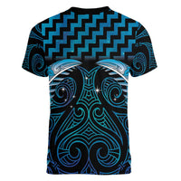 Blue Matariki New Zealand Women V-Neck T-Shirt Maori Poutama Galaxy Vibes LT14 - Polynesian Pride
