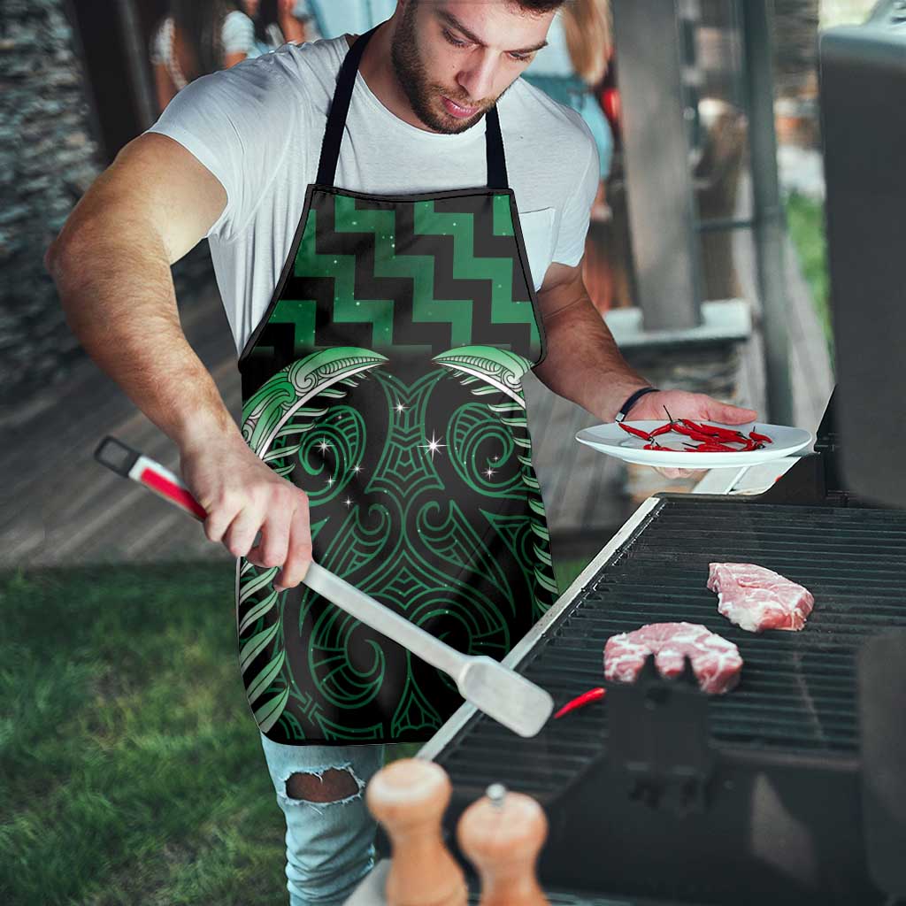 Green Matariki New Zealand Apron Maori Poutama Galaxy Vibes - Polynesian Pride
