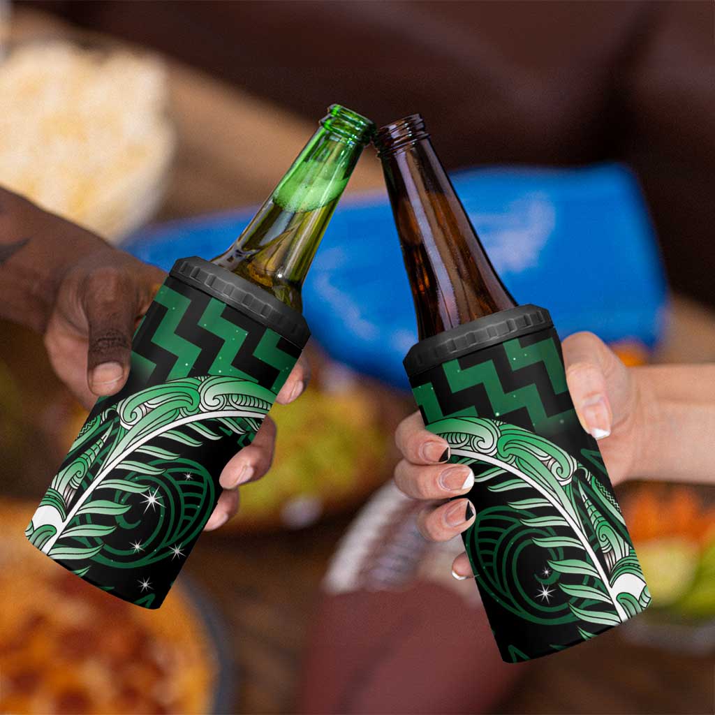 Green Matariki New Zealand 4 in 1 Can Cooler Tumbler Maori Poutama Galaxy Vibes LT14 - Polynesian Pride