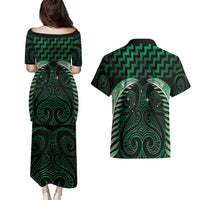 Green Matariki New Zealand Couples Matching Puletasi and Hawaiian Shirt Maori Poutama Galaxy Vibes LT14 - Polynesian Pride