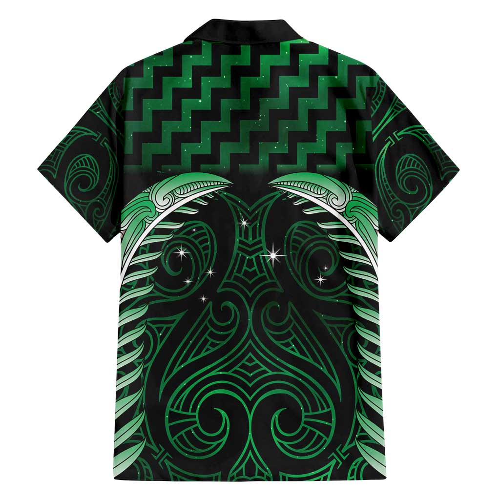 Green Matariki New Zealand Family Matching Long Sleeve Bodycon Dress and Hawaiian Shirt Maori Poutama Galaxy Vibes LT14 - Polynesian Pride