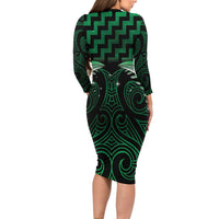 Green Matariki New Zealand Family Matching Long Sleeve Bodycon Dress and Hawaiian Shirt Maori Poutama Galaxy Vibes LT14 - Polynesian Pride