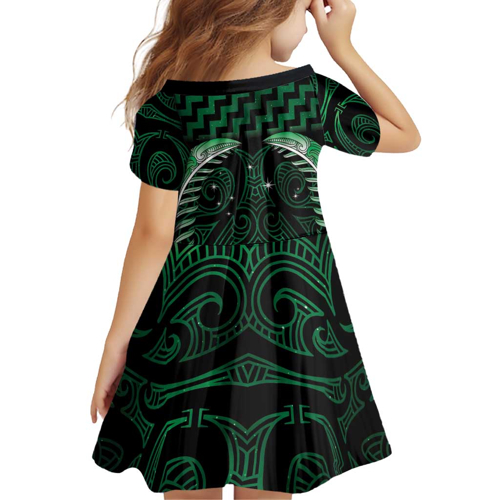Green Matariki New Zealand Family Matching Puletasi and Hawaiian Shirt Maori Poutama Galaxy Vibes LT14 - Polynesian Pride