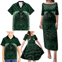 Green Matariki New Zealand Family Matching Puletasi and Hawaiian Shirt Maori Poutama Galaxy Vibes LT14 - Polynesian Pride