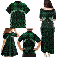 Green Matariki New Zealand Family Matching Puletasi and Hawaiian Shirt Maori Poutama Galaxy Vibes LT14 - Polynesian Pride