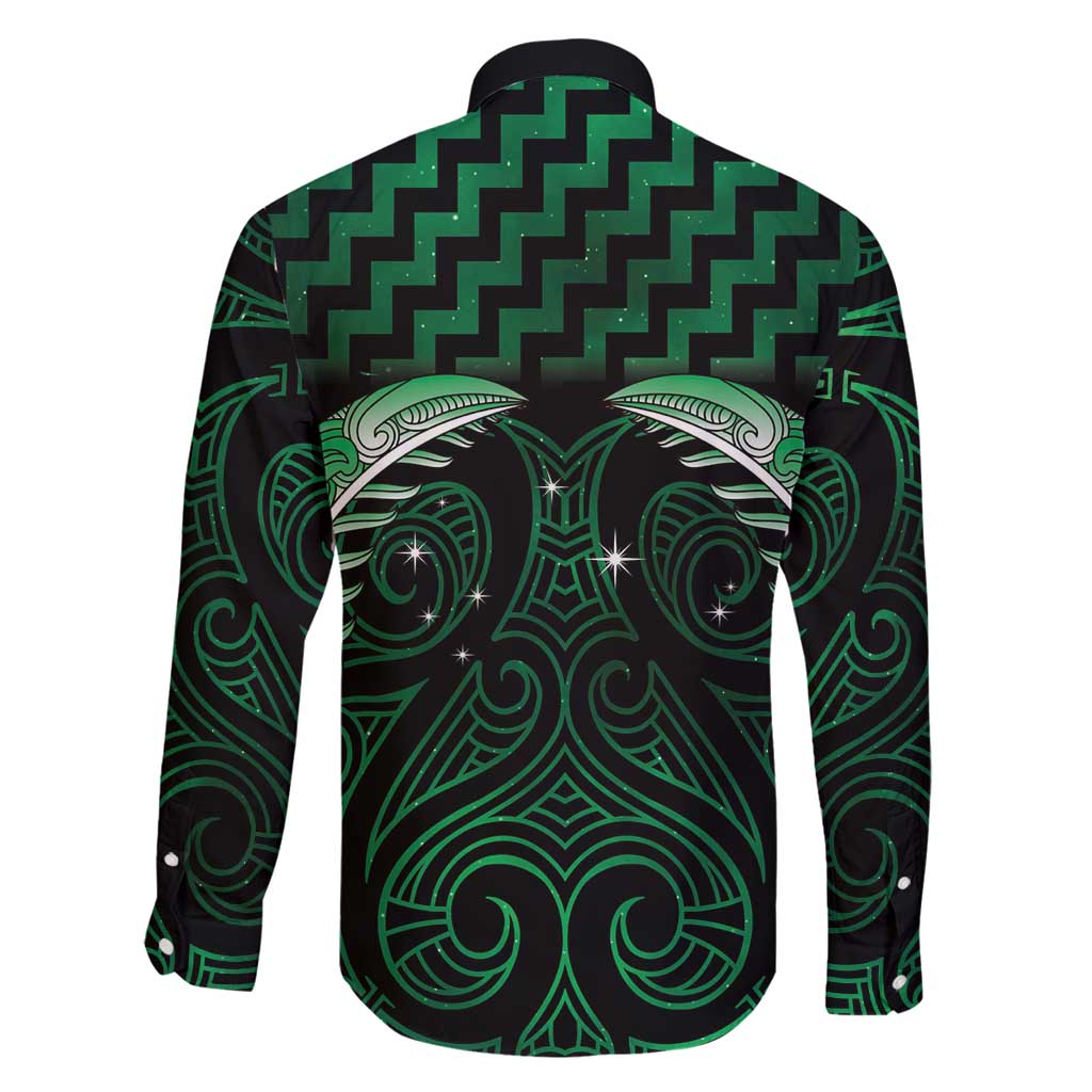 Green Matariki New Zealand Family Matching Puletasi and Hawaiian Shirt Maori Poutama Galaxy Vibes LT14 - Polynesian Pride