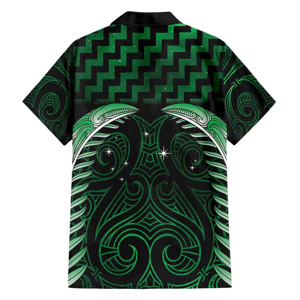 Green Matariki New Zealand Family Matching Short Sleeve Bodycon Dress and Hawaiian Shirt Maori Poutama Galaxy Vibes LT14 - Polynesian Pride