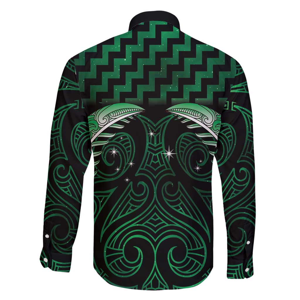 Green Matariki New Zealand Family Matching Short Sleeve Bodycon Dress and Hawaiian Shirt Maori Poutama Galaxy Vibes LT14 - Polynesian Pride