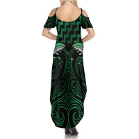 Green Matariki New Zealand Family Matching Summer Maxi Dress and Hawaiian Shirt Maori Poutama Galaxy Vibes LT14 - Polynesian Pride