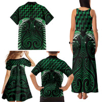 Green Matariki New Zealand Family Matching Tank Maxi Dress and Hawaiian Shirt Maori Poutama Galaxy Vibes LT14 - Polynesian Pride
