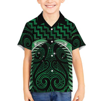 Green Matariki New Zealand Family Matching Tank Maxi Dress and Hawaiian Shirt Maori Poutama Galaxy Vibes LT14 Son's Shirt Green - Polynesian Pride