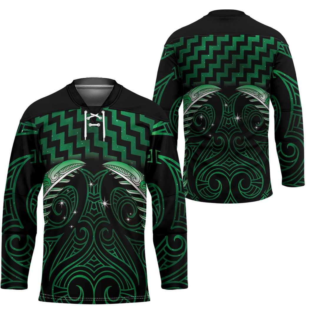 Green Matariki New Zealand Hockey Jersey Maori Poutama Galaxy Vibes - Polynesian Pride