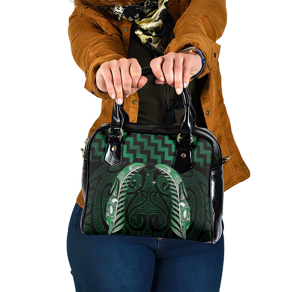 Green Matariki New Zealand Shoulder Handbag Maori Poutama Galaxy Vibes