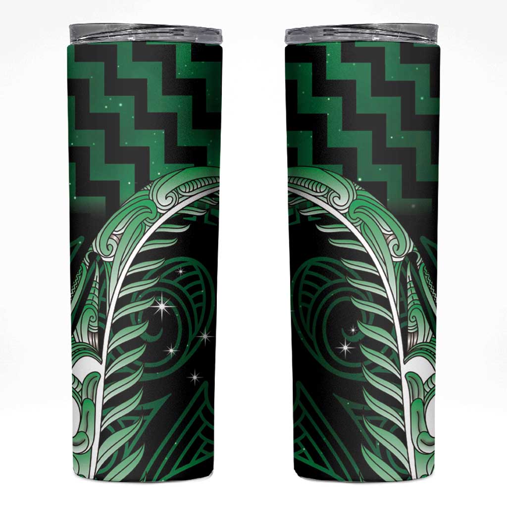 Green Matariki New Zealand Skinny Tumbler Maori Poutama Galaxy Vibes LT14 Green - Polynesian Pride