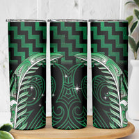Green Matariki New Zealand Skinny Tumbler Maori Poutama Galaxy Vibes LT14 - Polynesian Pride