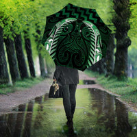 Green Matariki New Zealand Umbrella Maori Poutama Galaxy Vibes LT14 - Polynesian Pride