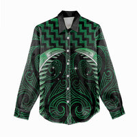 Green Matariki New Zealand Women Casual Shirt Maori Poutama Galaxy Vibes LT14 - Polynesian Pride