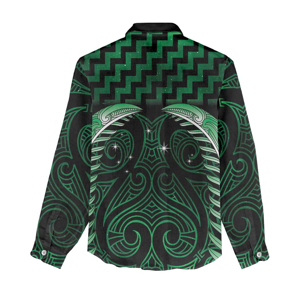 Green Matariki New Zealand Women Casual Shirt Maori Poutama Galaxy Vibes LT14 - Polynesian Pride