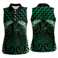 Green Matariki New Zealand Women Sleeveless Polo Shirt Maori Poutama Galaxy Vibes LT14 - Polynesian Pride