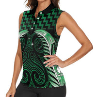 Green Matariki New Zealand Women Sleeveless Polo Shirt Maori Poutama Galaxy Vibes LT14 - Polynesian Pride