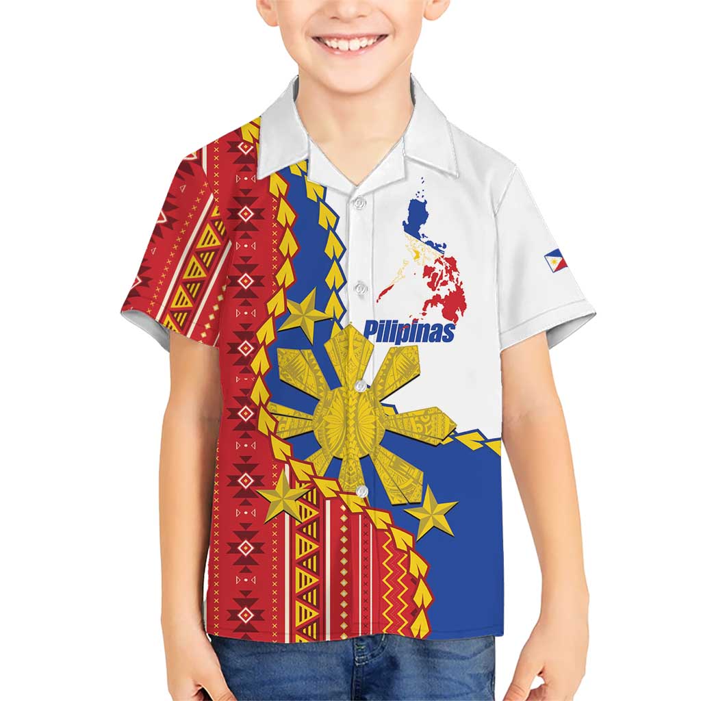 Philippines Independence Day Kid Hawaiian Shirt Pilipinas Sun Stars Igorot Pattern