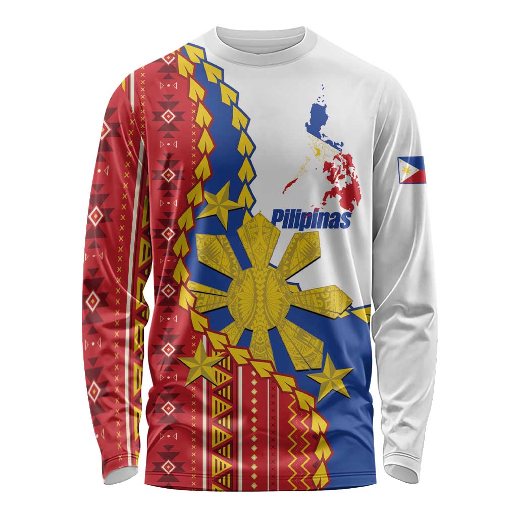 Philippines Independence Day Long Sleeve Shirt Pilipinas Sun Stars Igorot Pattern