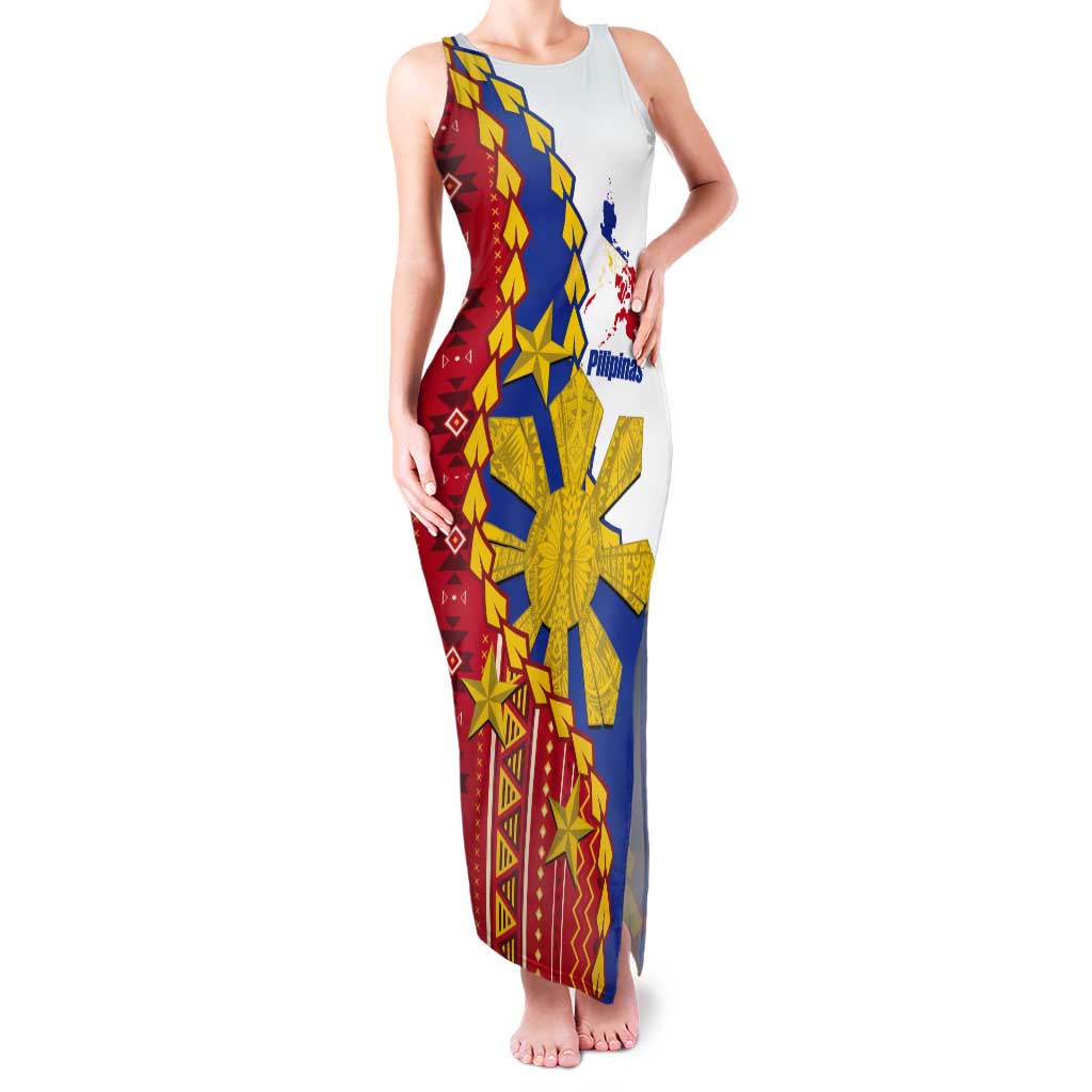 Philippines Independence Day Tank Maxi Dress Pilipinas Sun Stars Igorot Pattern