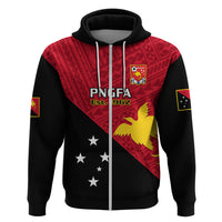 Custom Papua New Guinea Football Hoodie Go PNG Polynesian Pattern Sporty Style LT14 Zip Hoodie Red - Polynesian Pride