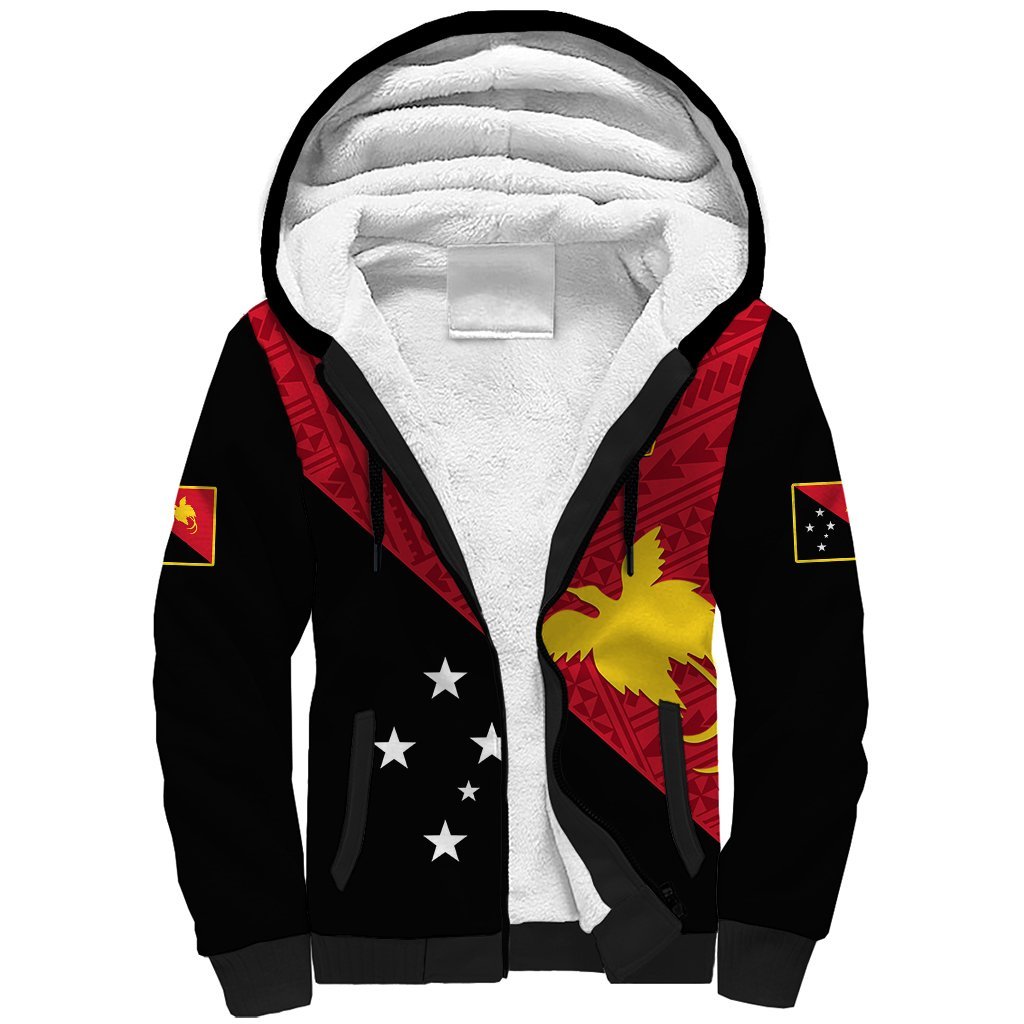Personalised Papua New Guinea Football Sherpa Hoodie Go PNG Polynesian Pattern Sporty Style LT14 Unisex Red - Polynesian Pride