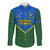 Personalised Solomon Islands Football Long Sleeve Button Shirt Polynesian Pattern Sporty Style LT14 Unisex Green - Polynesian Pride