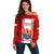 Tahitian Football Off Shoulder Sweater Tahiti Coat Of Arm Polynesian Sporty Style LT14 Women Red - Polynesian Pride