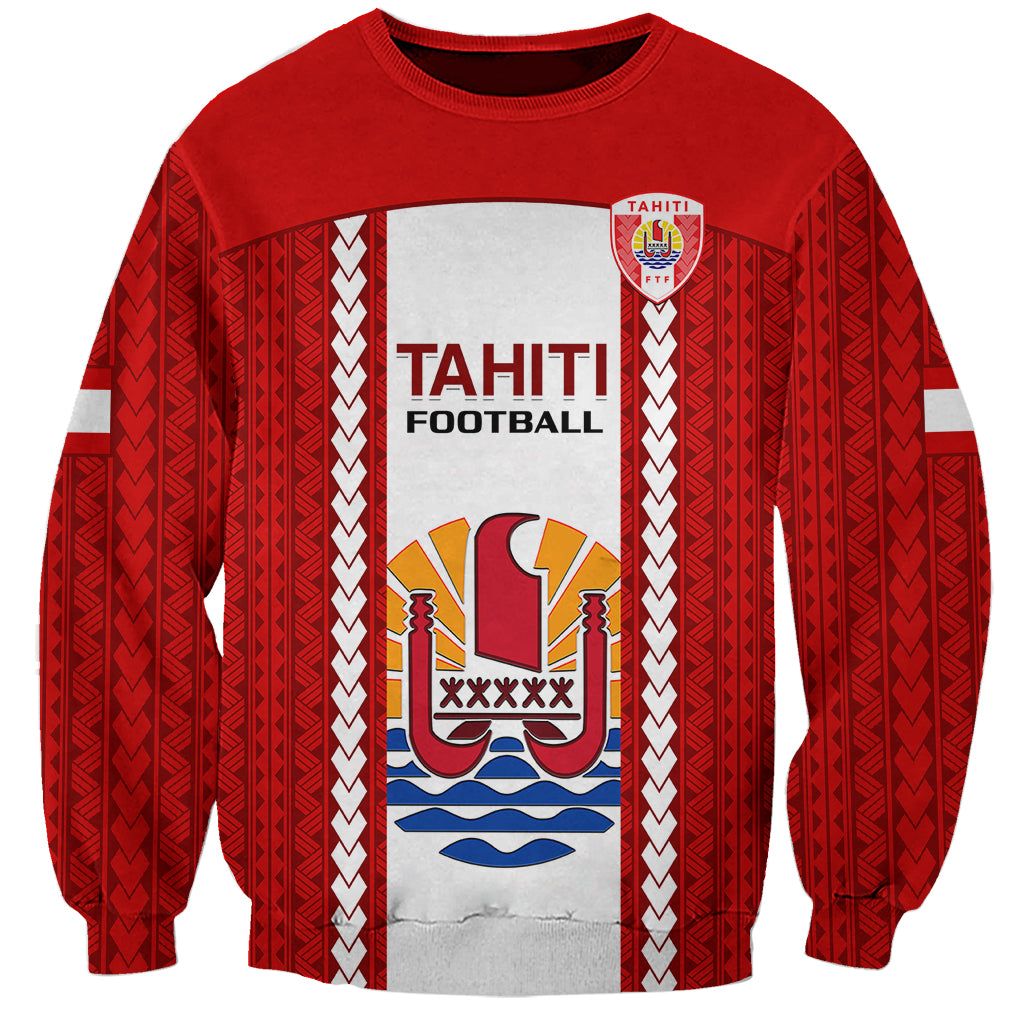 Personalised Tahitian Football Sweatshirt Tahiti Coat Of Arm Polynesian Sporty Style LT14 Unisex Red - Polynesian Pride