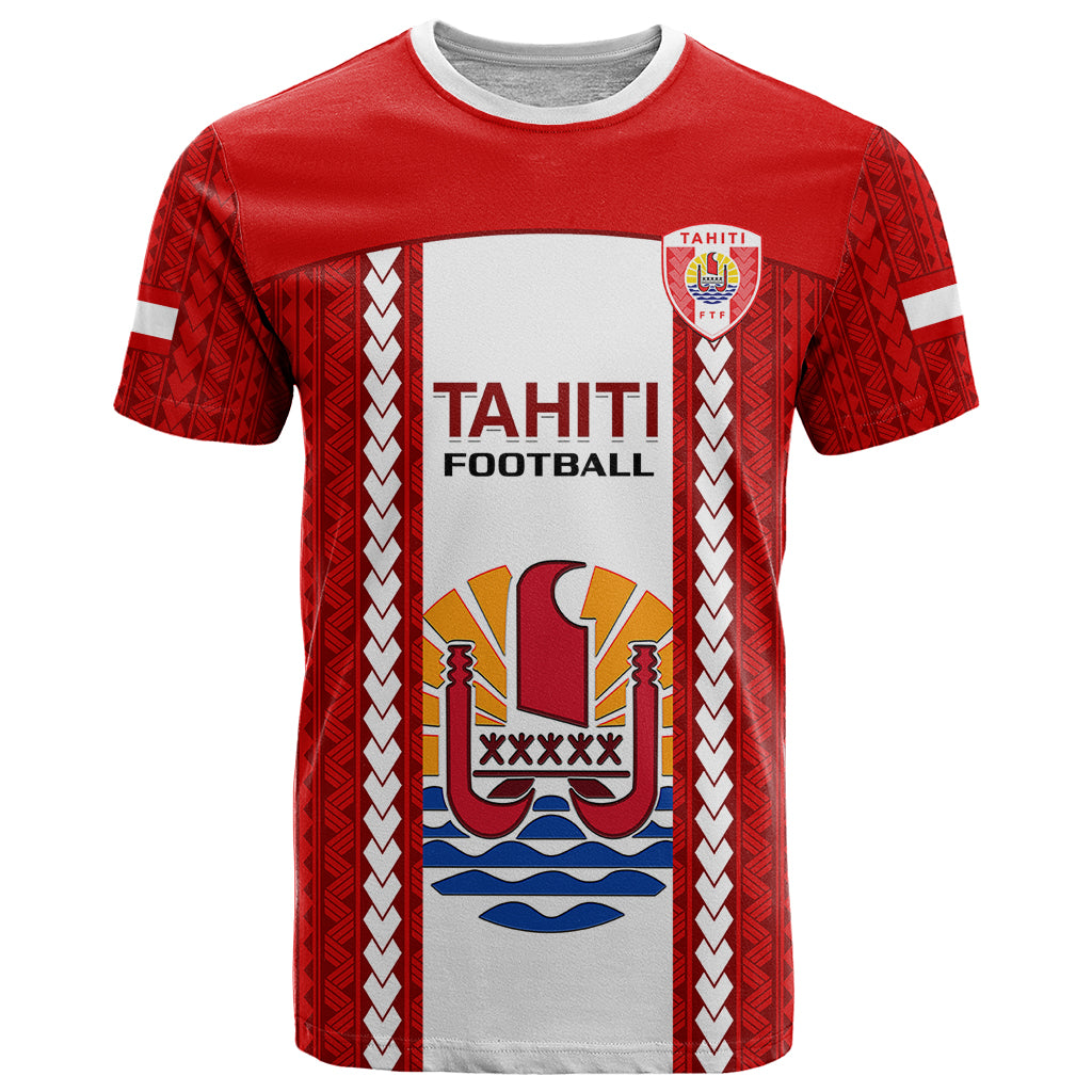 Custom Tahitian Football T Shirt Tahiti Coat Of Arm Polynesian Sporty Style LT14 Red - Polynesian Pride