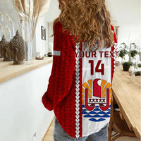 Personalised Tahitian Football Women Casual Shirt Tahiti Coat Of Arm Polynesian Sporty Style LT14 - Polynesian Pride