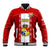 Tonga Football Baseball Jacket Tongan Ngatu Pattern Sporty Style LT14 Unisex Red - Polynesian Pride
