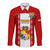 Tonga Football Long Sleeve Button Shirt Tongan Ngatu Pattern Sporty Style LT14 Unisex Red - Polynesian Pride