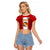 Tonga Football Raglan Cropped T Shirt Tongan Ngatu Pattern Sporty Style LT14 Female Red - Polynesian Pride
